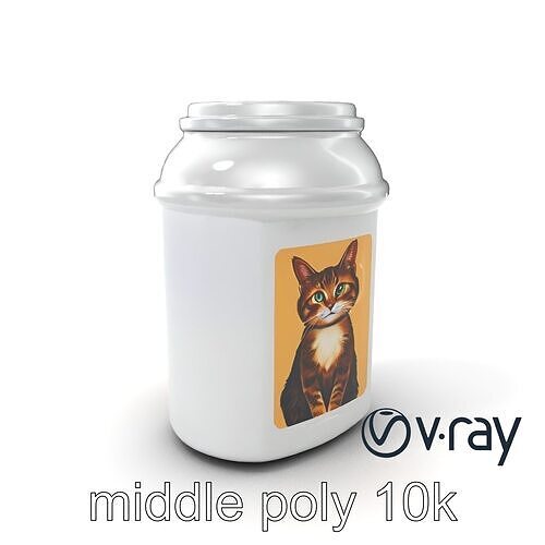 Sophisticated Cat Container Silvermetallic model pack Low-poly 3D model