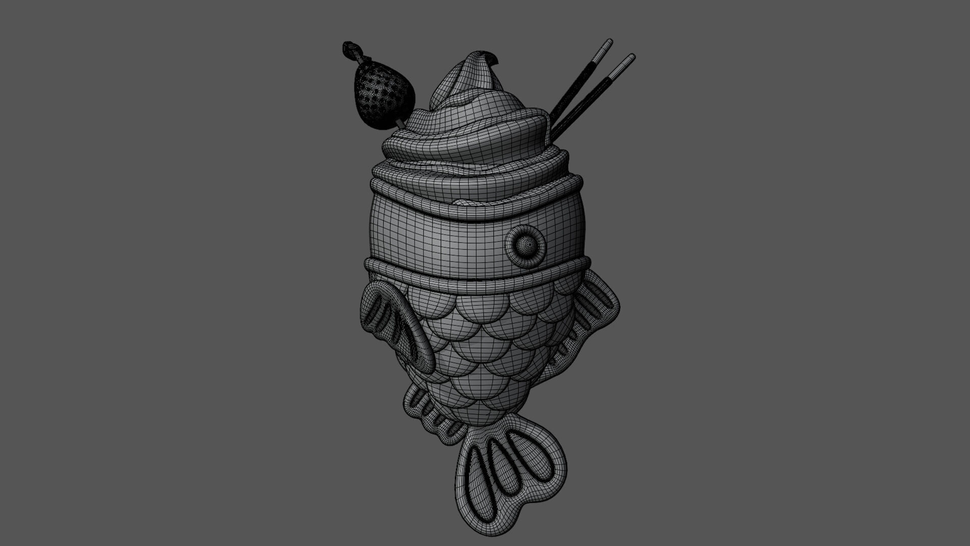 Strawberry Taiyaki Ice Cream Stylized 3D model_8