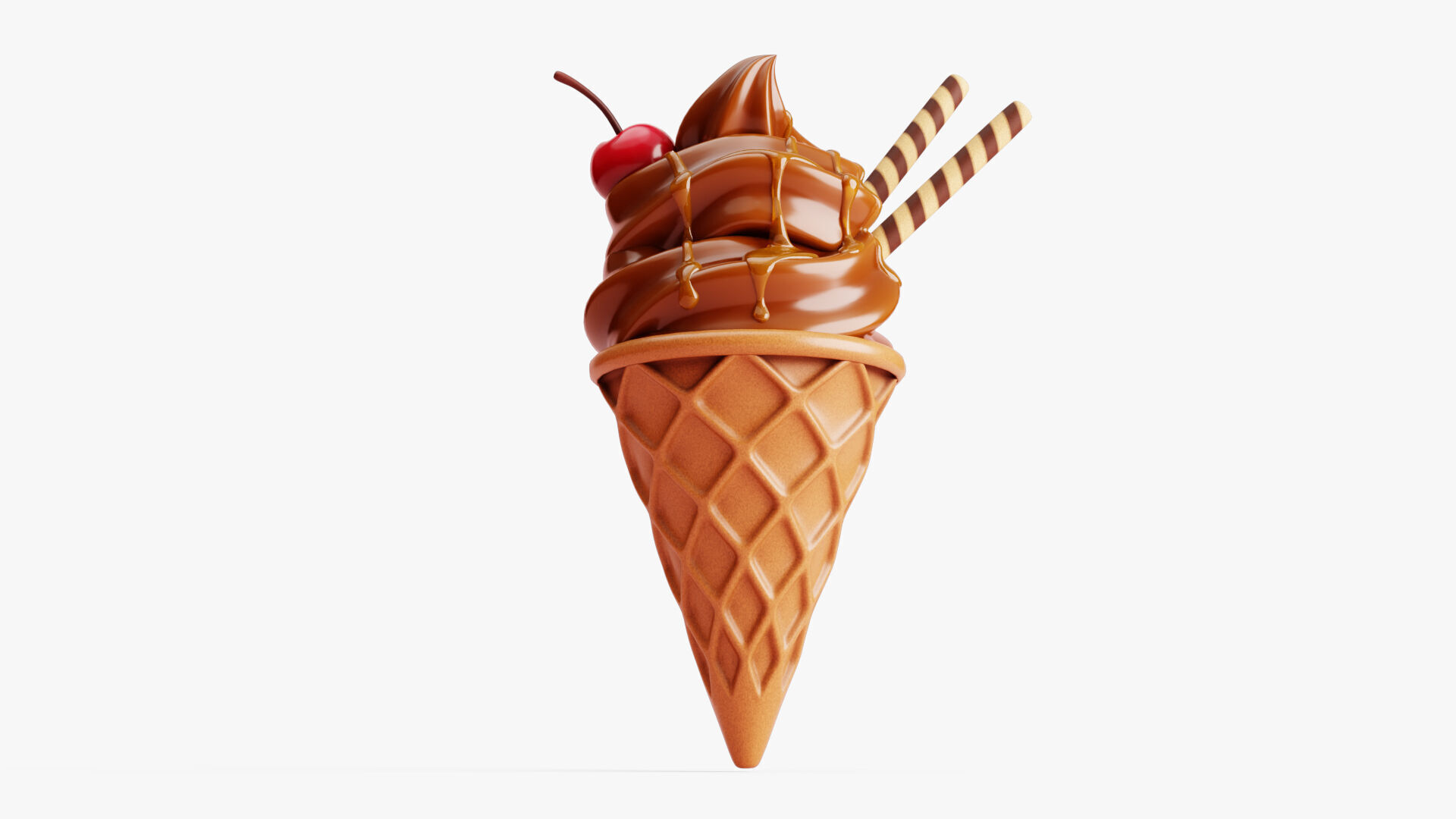 Chocolate Ice Cream Cone 3D model_2