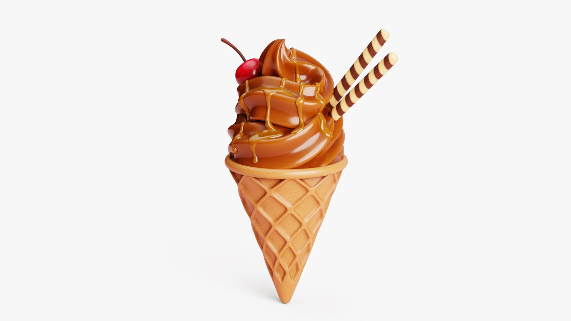 Chocolate Ice Cream Cone 3D model_6