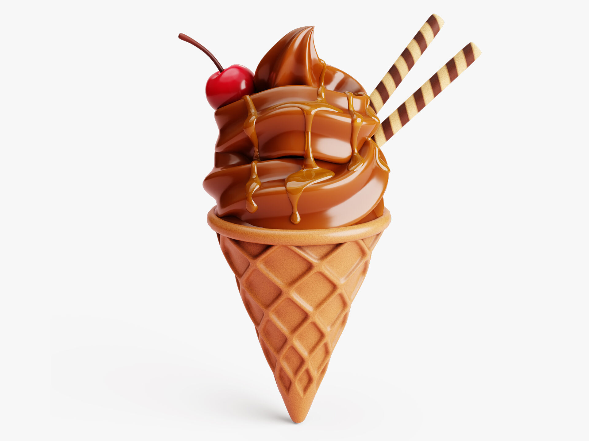Chocolate Ice Cream Cone 3D model_0
