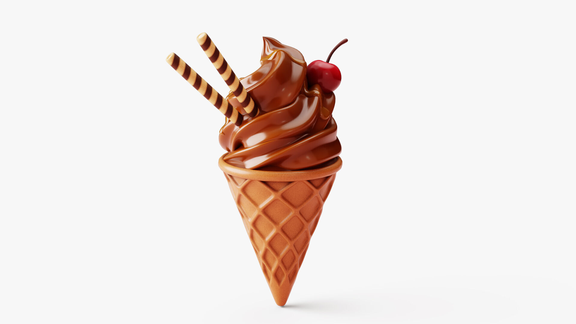 Chocolate Ice Cream Cone 3D model_7