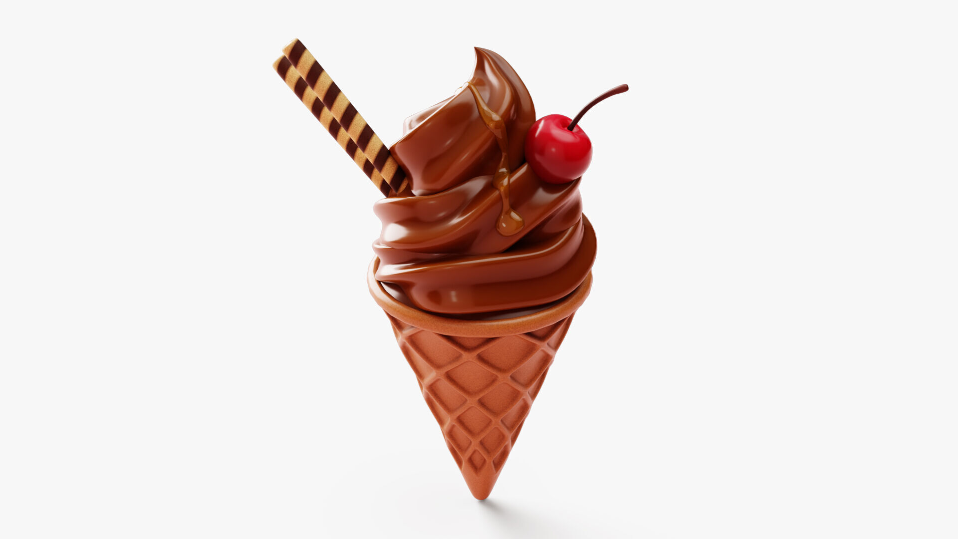 Chocolate Ice Cream Cone 3D model_5