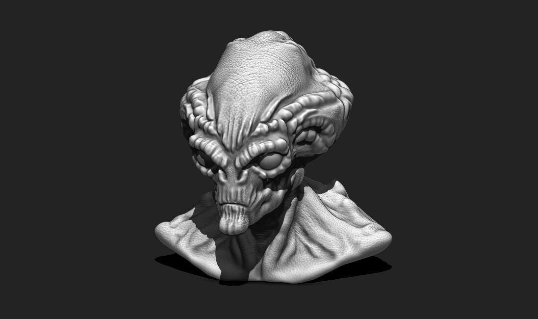 Alien Bust 4 - Sci-Fi 3D Model STL Download 3D print model_14