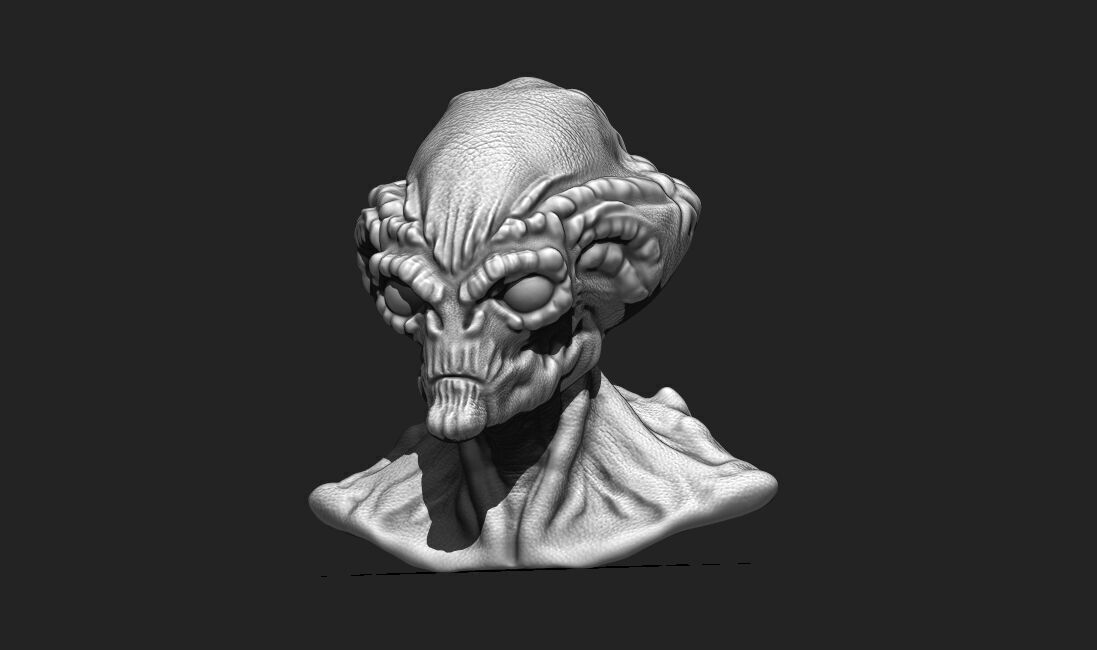 Alien Bust 4 - Sci-Fi 3D Model STL Download 3D print model_12