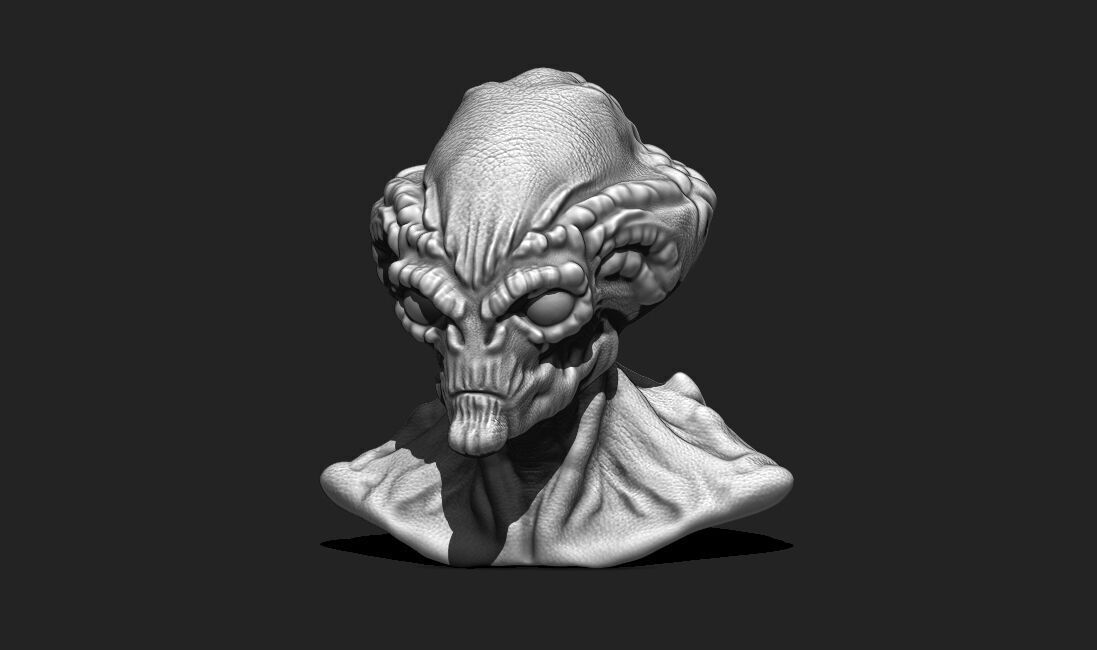Alien Bust 4 - Sci-Fi 3D Model STL Download 3D print model_13