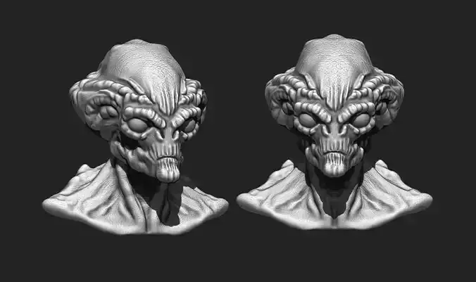 Alien Bust 4 - Sci-Fi 3D Model STL Download 3D print model