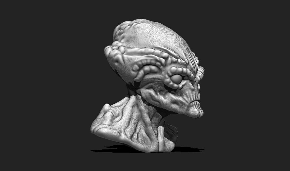 Alien Bust 4 - Sci-Fi 3D Model STL Download 3D print model_5
