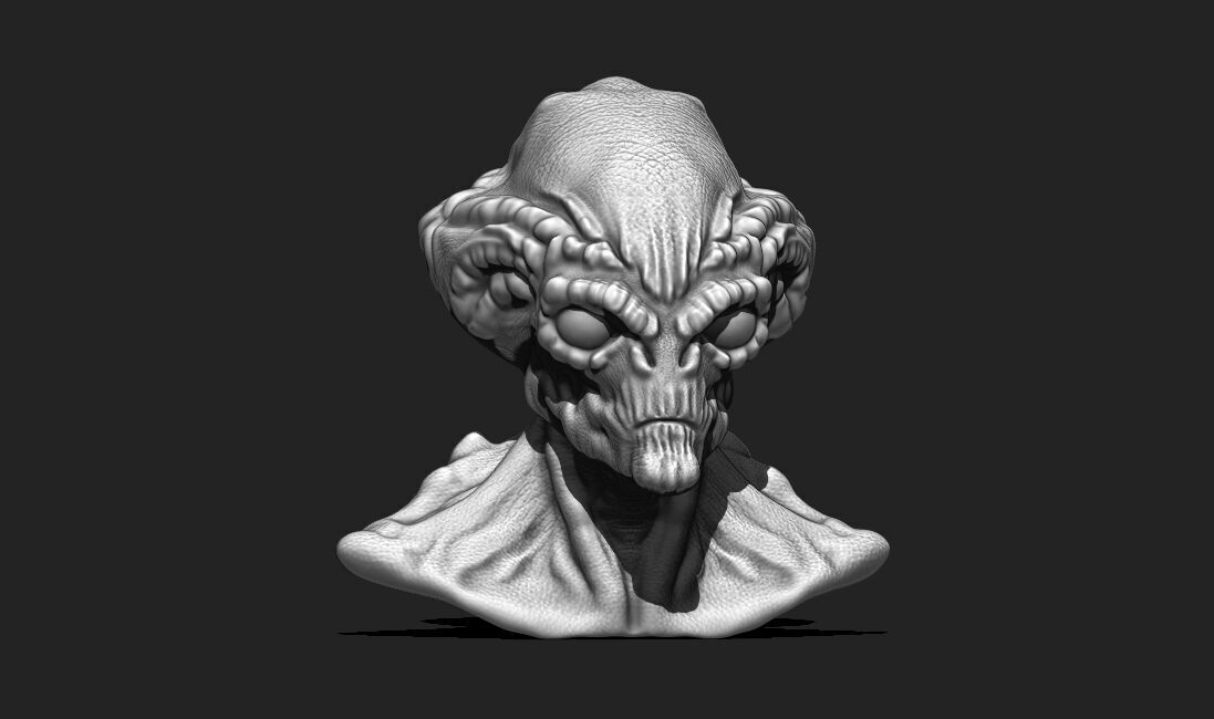 Alien Bust 4 - Sci-Fi 3D Model STL Download 3D print model_2