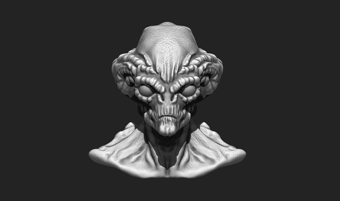 Alien Bust 4 - Sci-Fi 3D Model STL Download 3D print model_1