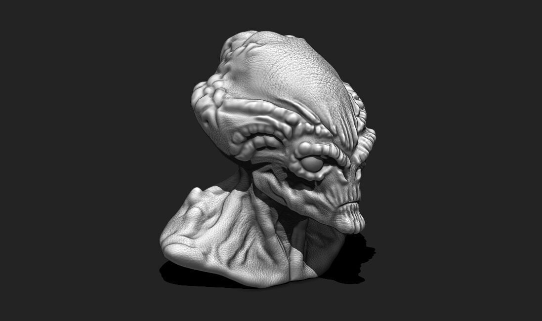 Alien Bust 4 - Sci-Fi 3D Model STL Download 3D print model_4