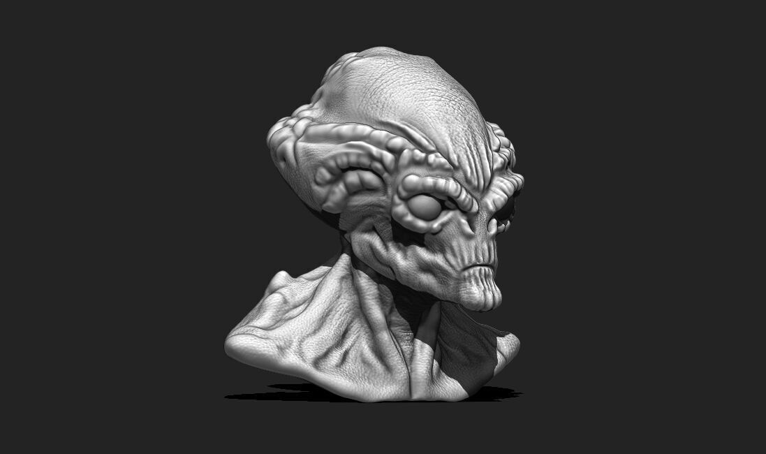 Alien Bust 4 - Sci-Fi 3D Model STL Download 3D print model_3