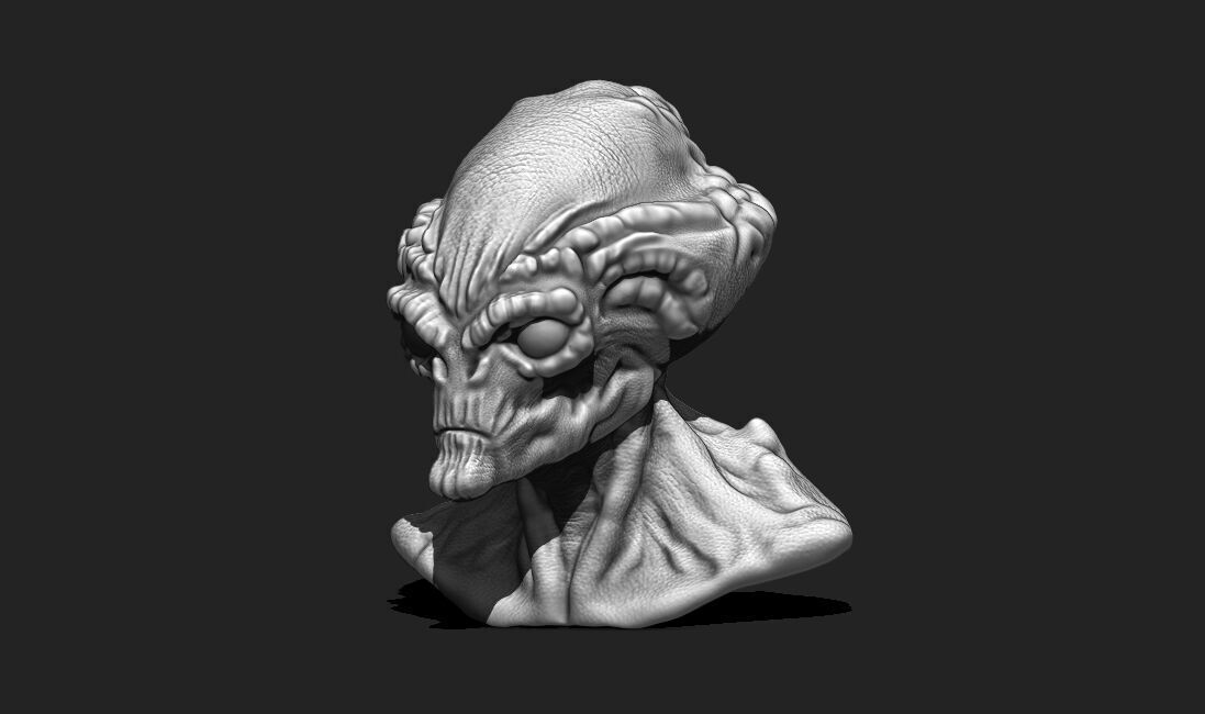 Alien Bust 4 - Sci-Fi 3D Model STL Download 3D print model_11