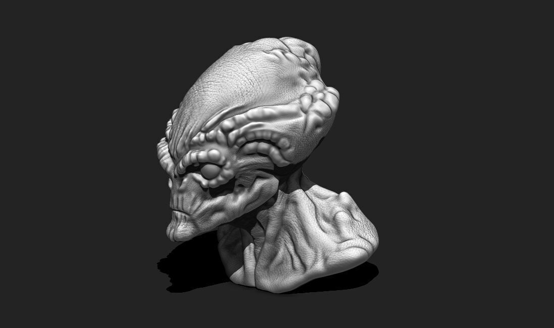 Alien Bust 4 - Sci-Fi 3D Model STL Download 3D print model_10