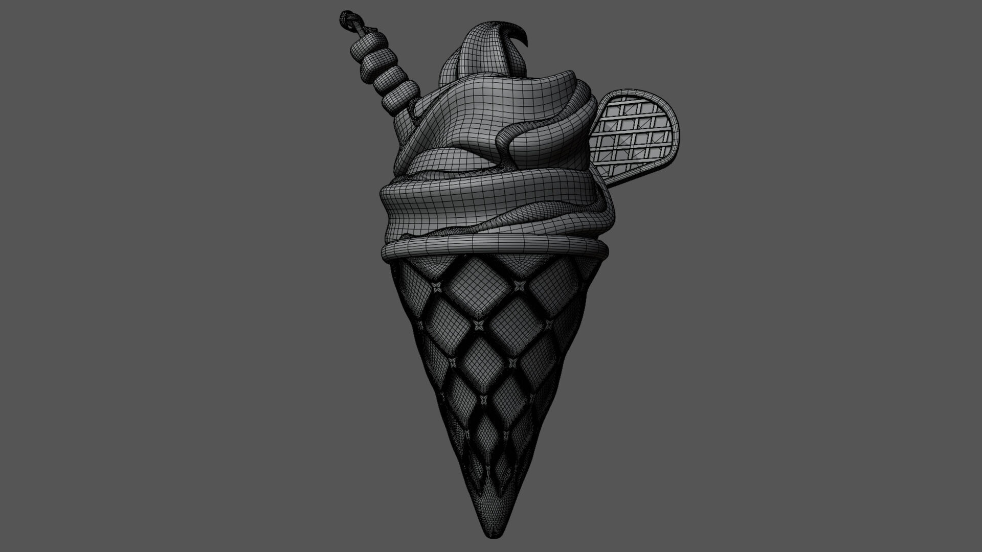 Matcha Ice Cream Cone 3D model_8