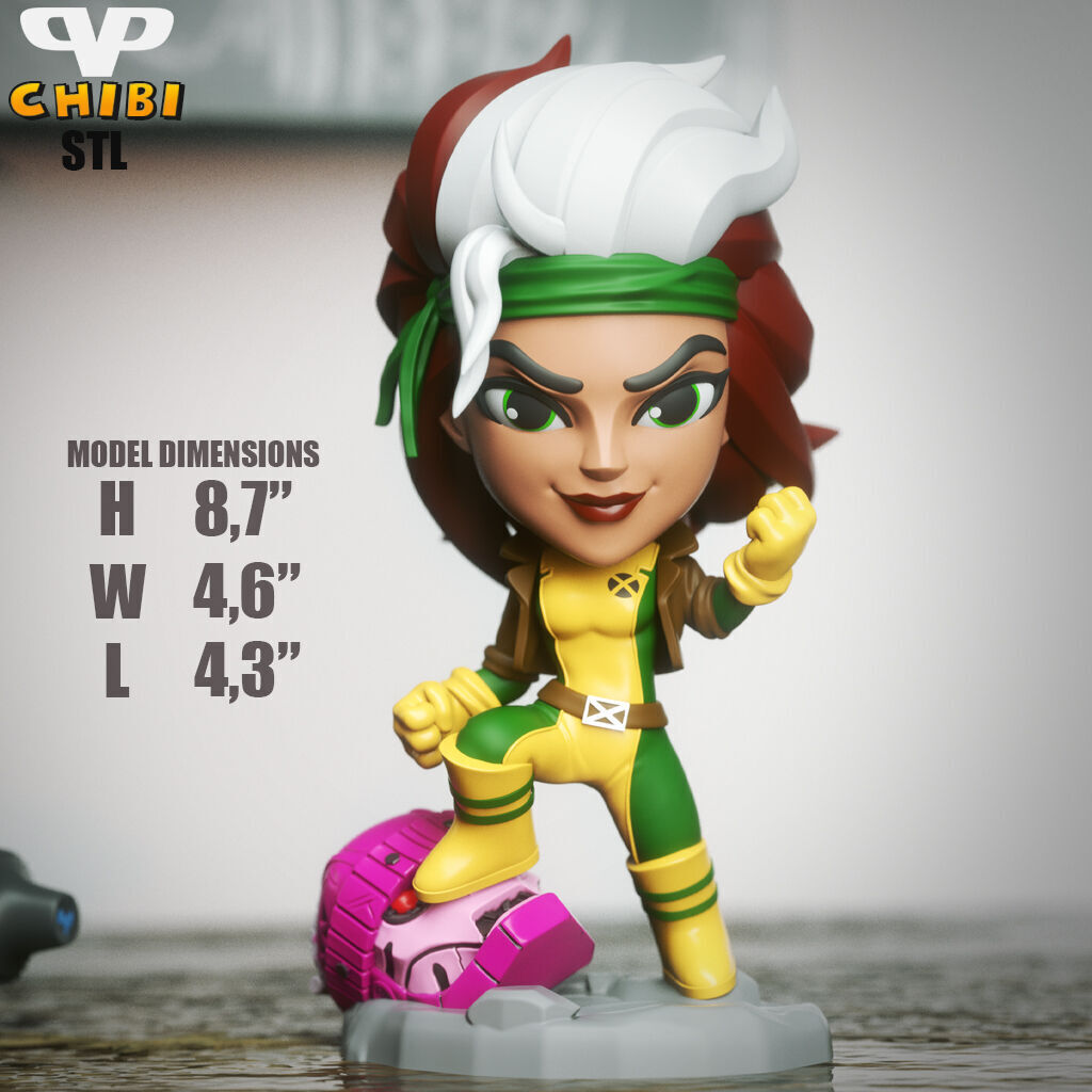 Rogue Chibi X-Men STL for 3D Printing ChibiSTL 3DXM 3D print model_5