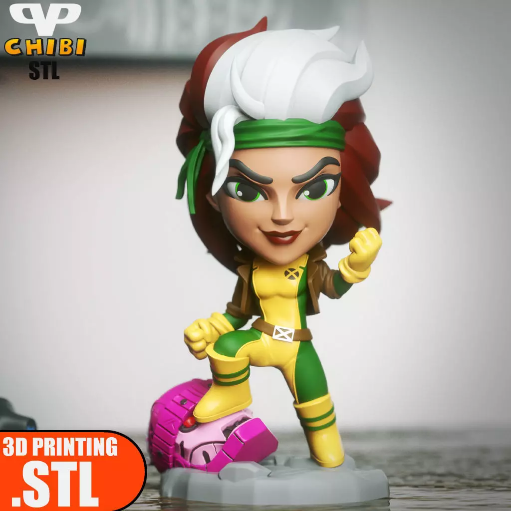 Rogue Chibi X-Men STL for 3D Printing ChibiSTL 3DXM 3D print model_0