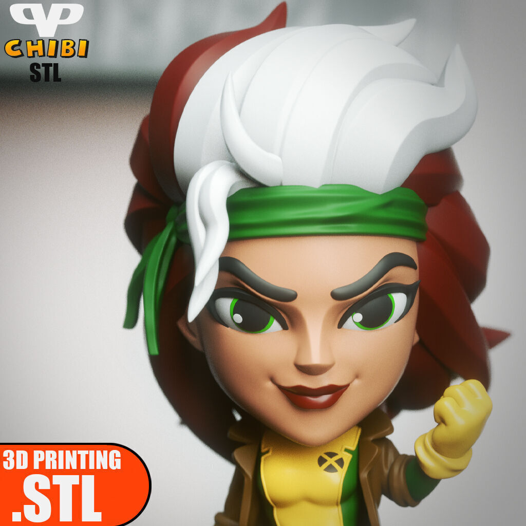 Rogue Chibi X-Men STL for 3D Printing ChibiSTL 3DXM 3D print model_1