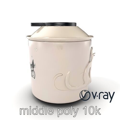 Elegant Cat Feast Canister model pack Low-poly 3D model