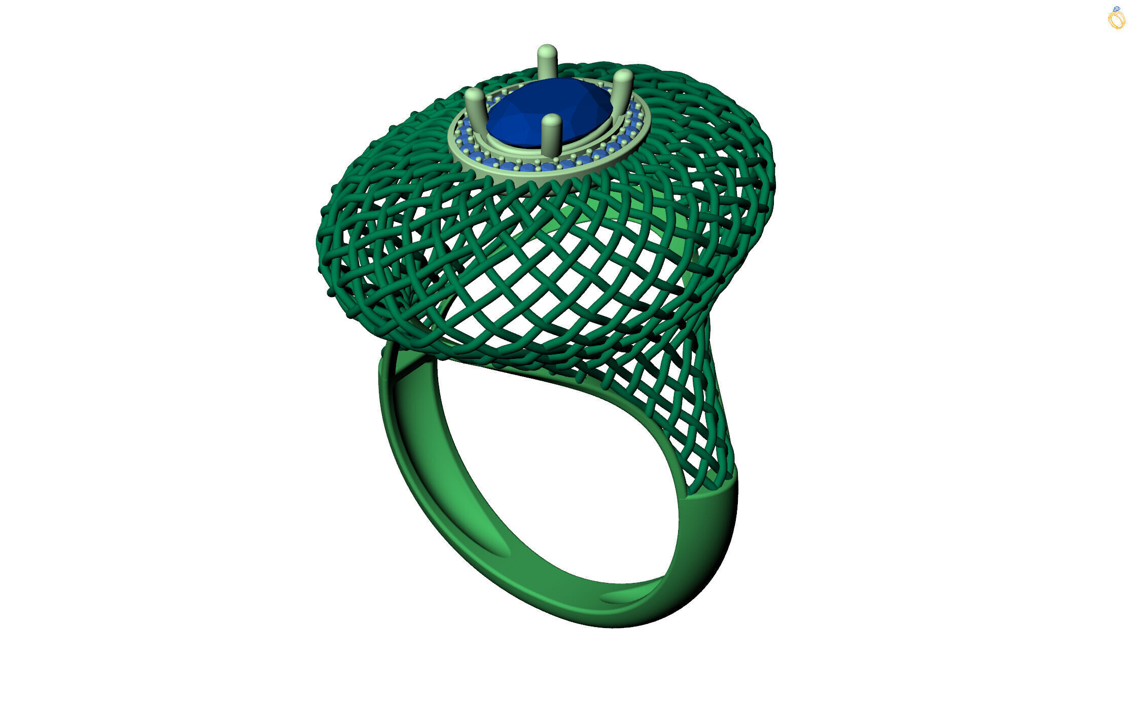 Emerald ring 3D print model_7