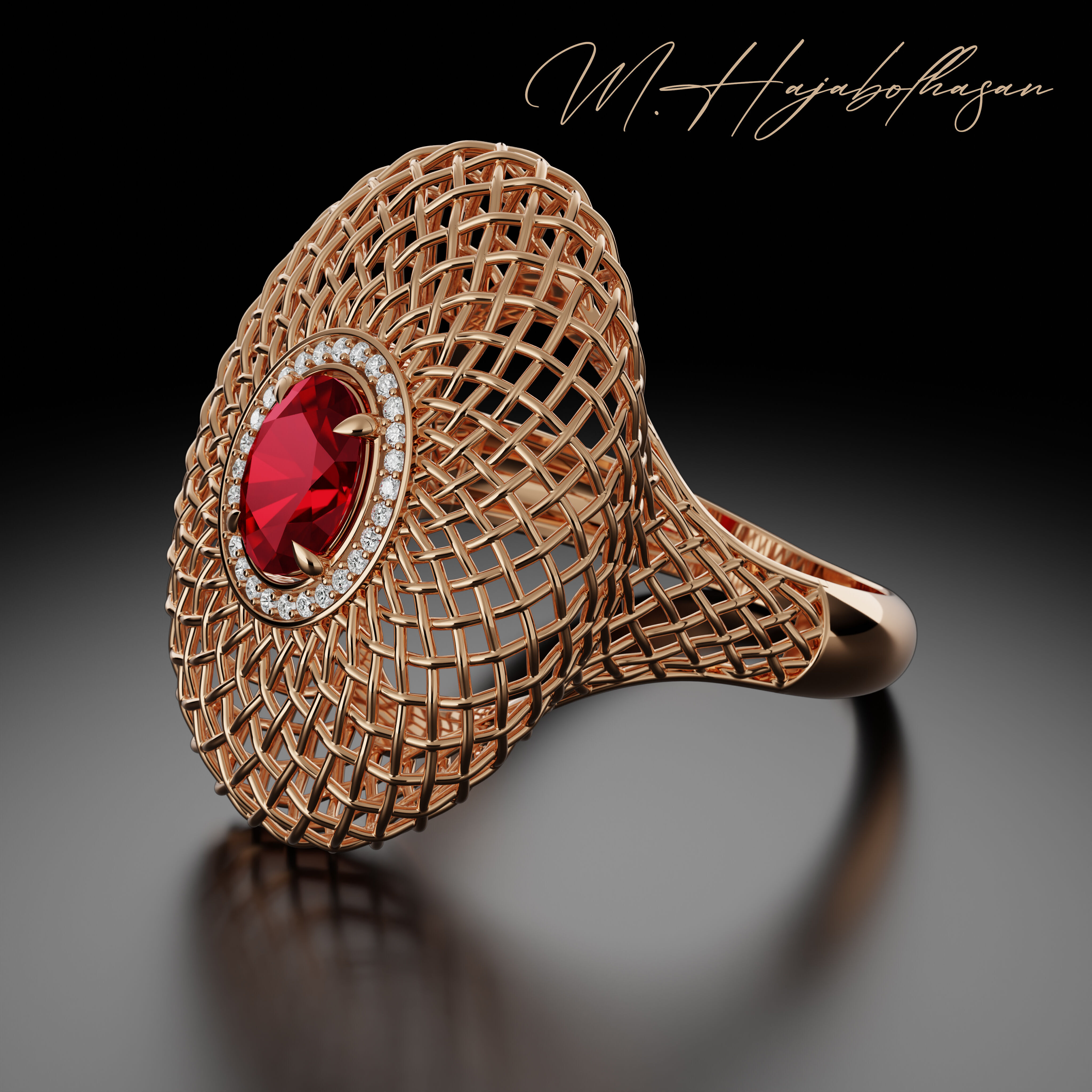Emerald ring 3D print model_1
