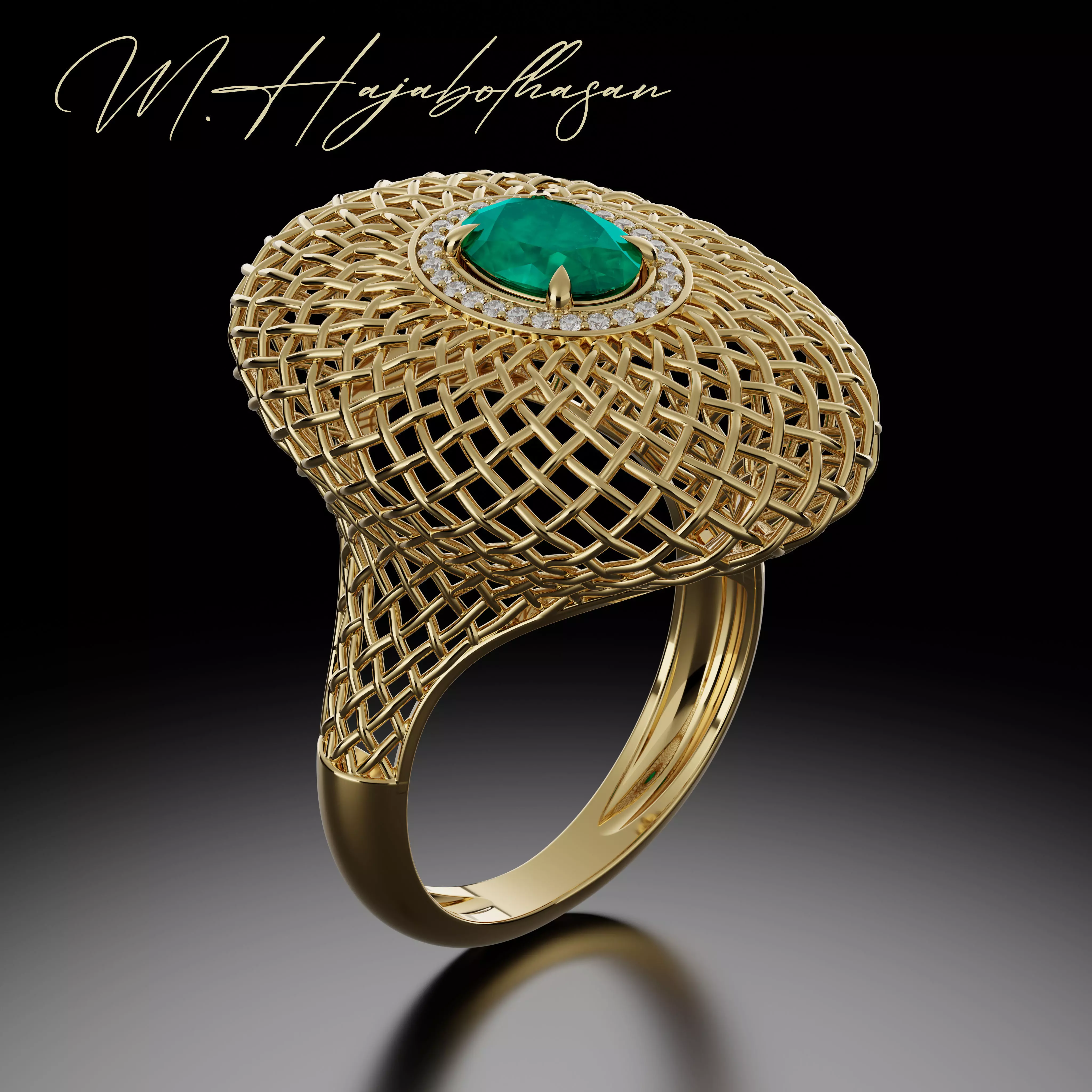 Emerald ring 3D print model_0