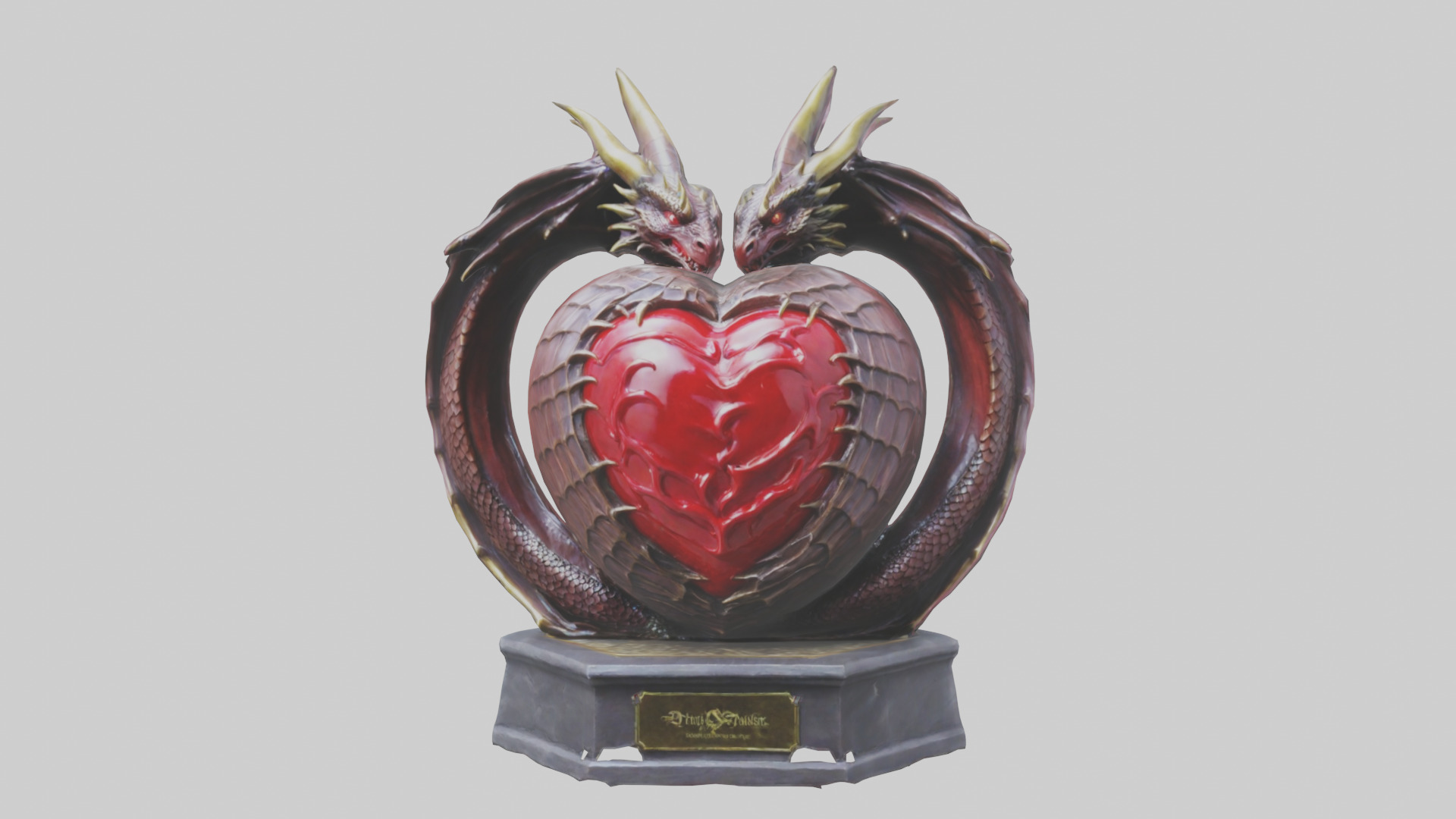 Dragon Heart statue model Low-poly 3D model_14