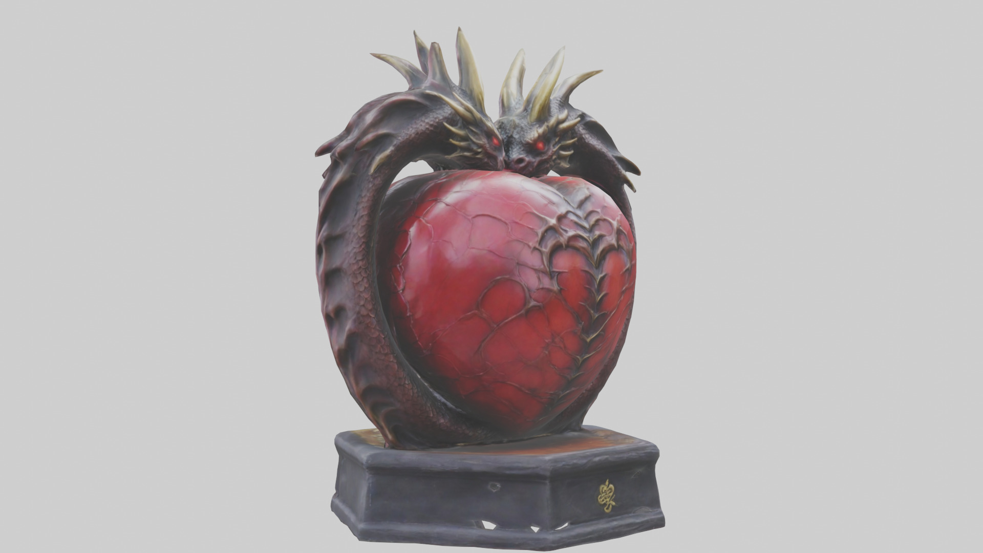 Dragon Heart statue model Low-poly 3D model_1