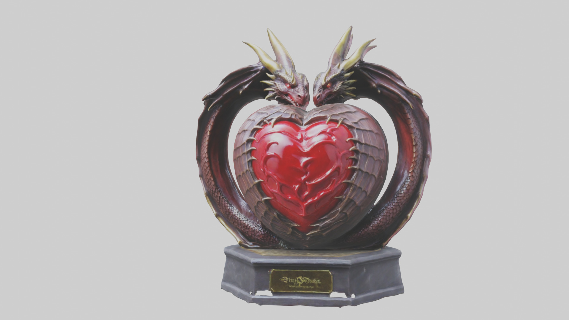 Dragon Heart statue model Low-poly 3D model_15