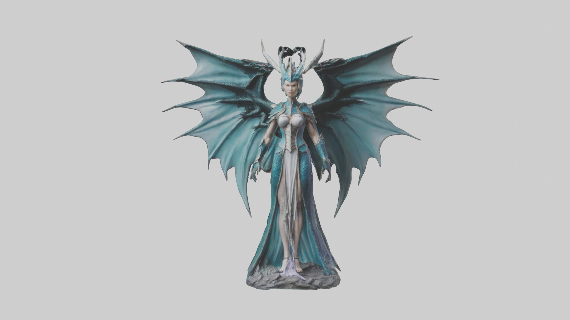 Dragon Queen statue model Low-poly 3D model_12