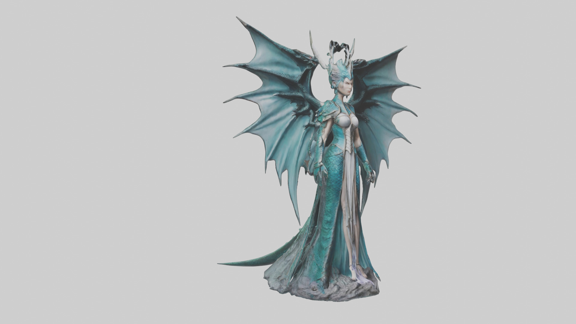 Dragon Queen statue model Low-poly 3D model_16