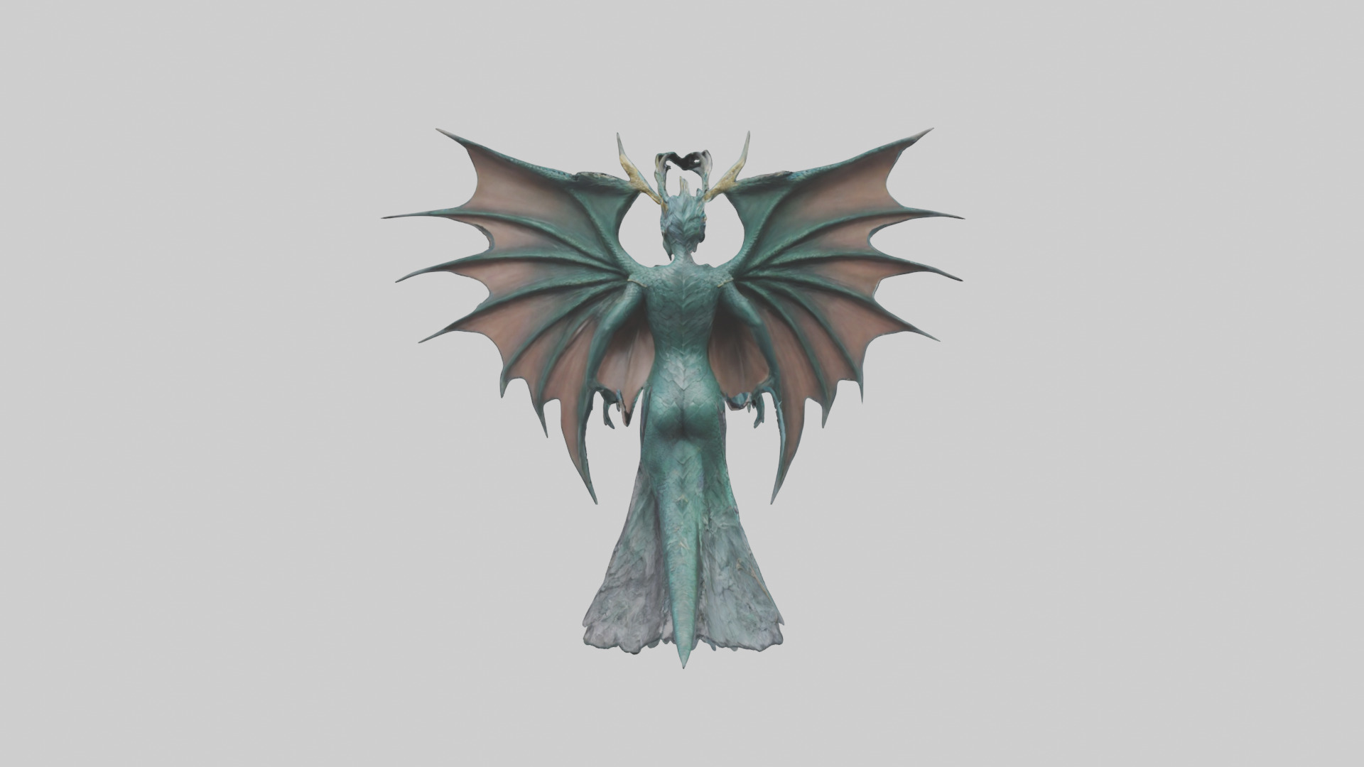 Dragon Queen statue model Low-poly 3D model_2
