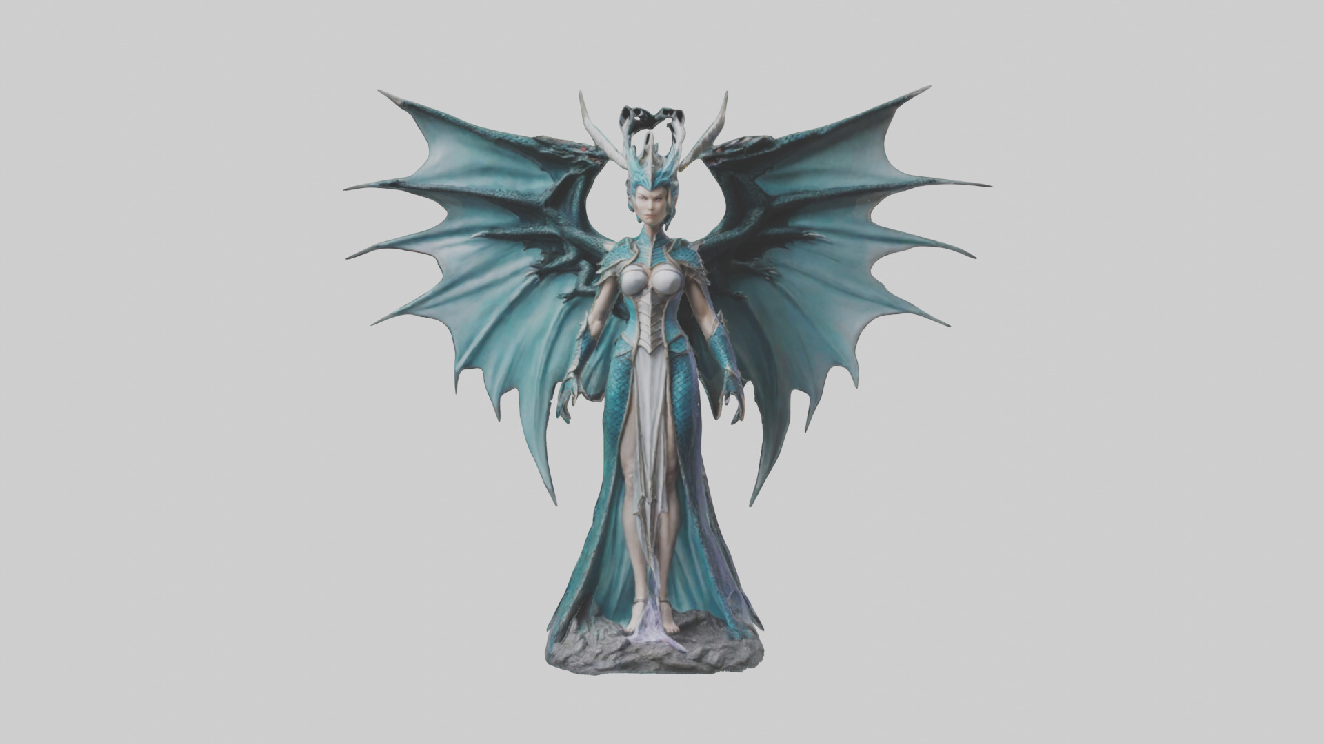 Dragon Queen statue model Low-poly 3D model_14