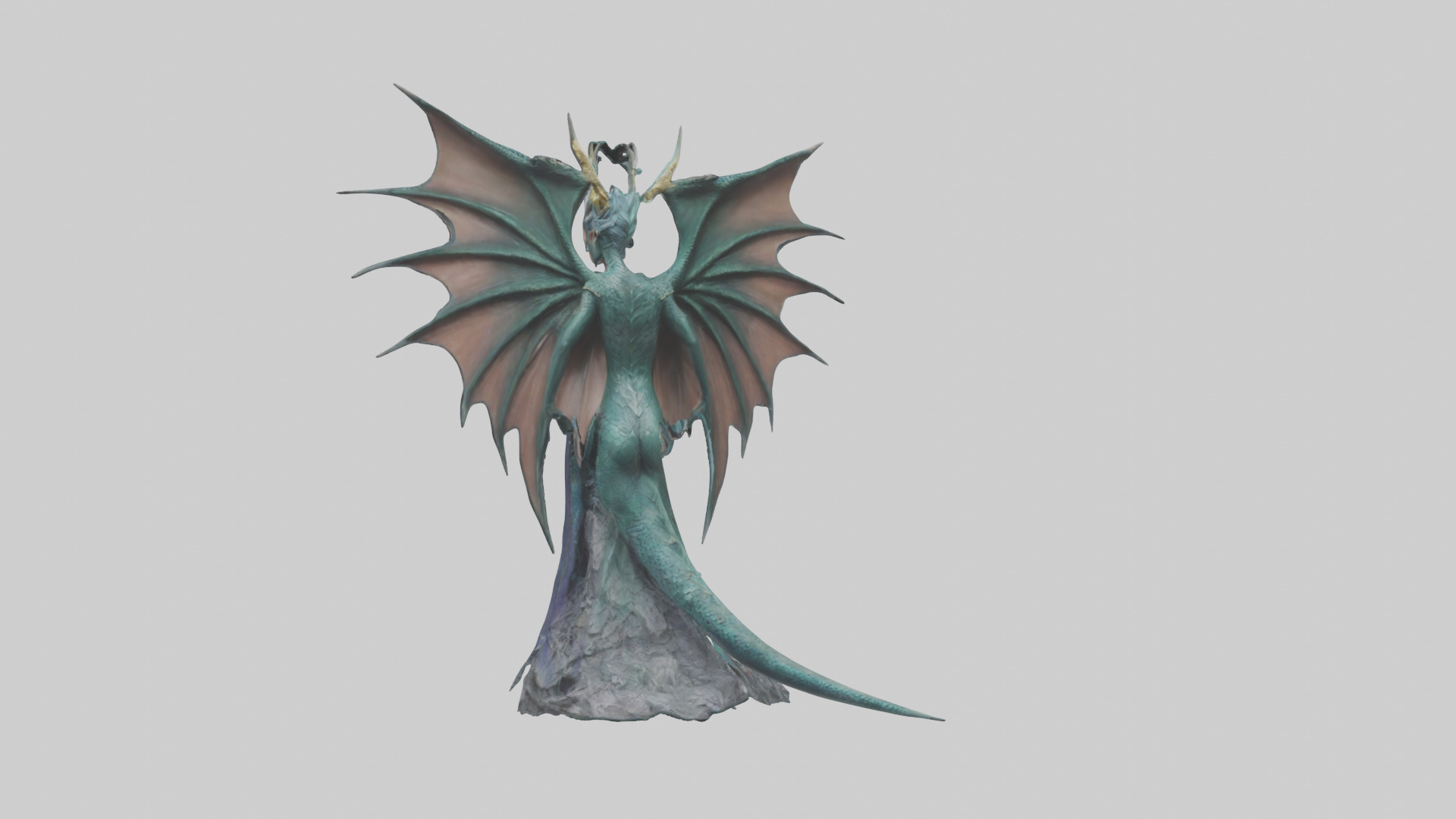 Dragon Queen statue model Low-poly 3D model_3