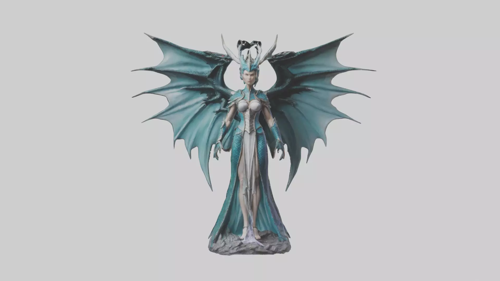 Dragon Queen statue model Low-poly 3D model_0