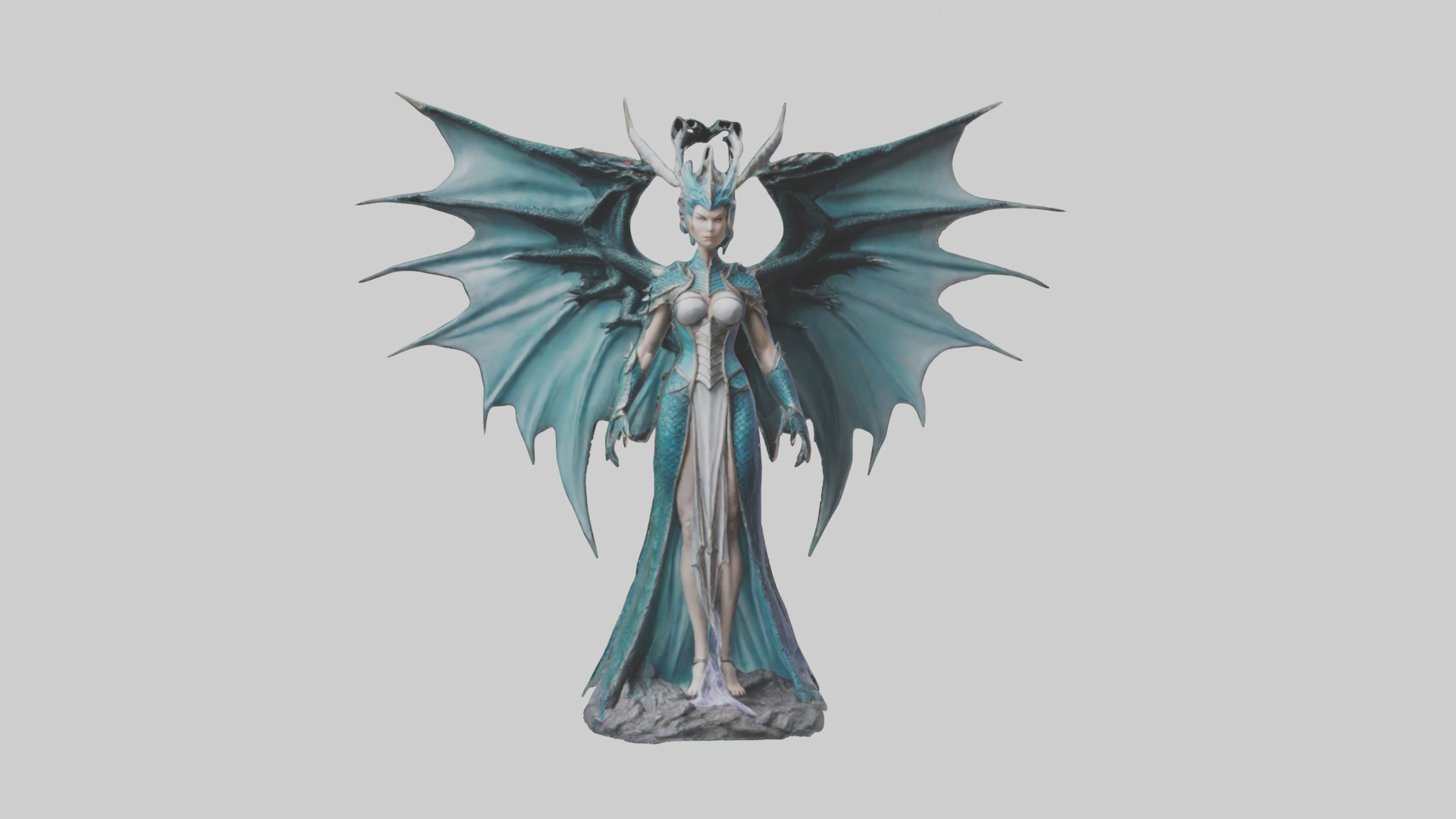 Dragon Queen statue model Low-poly 3D model_17