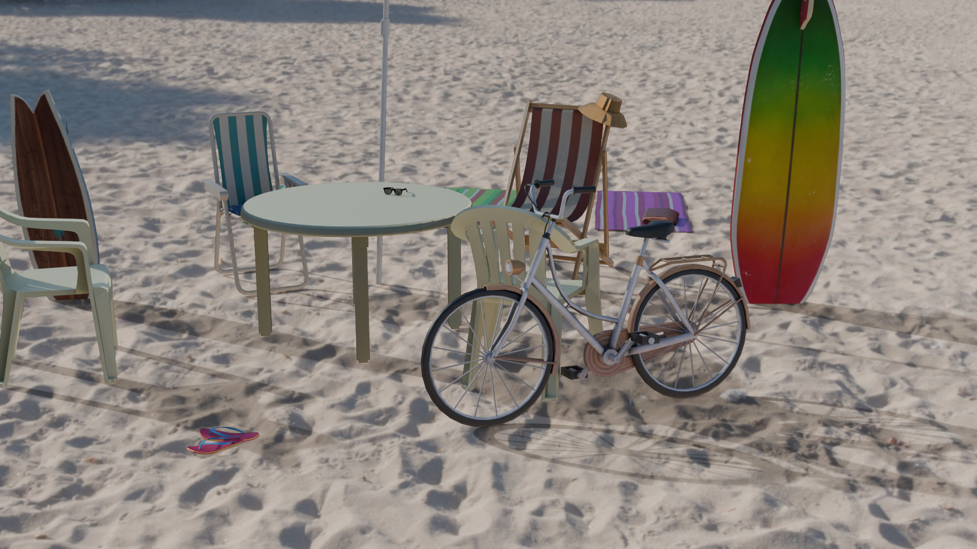 Beach objects - game ready - Low-poly 3D model_3