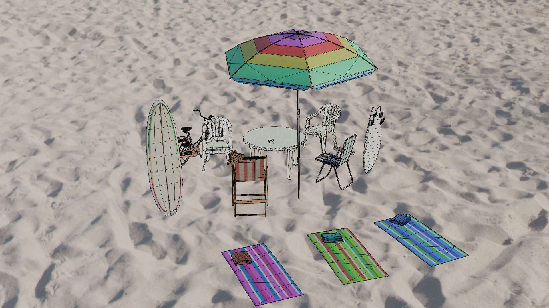 Beach objects - game ready - Low-poly 3D model_5
