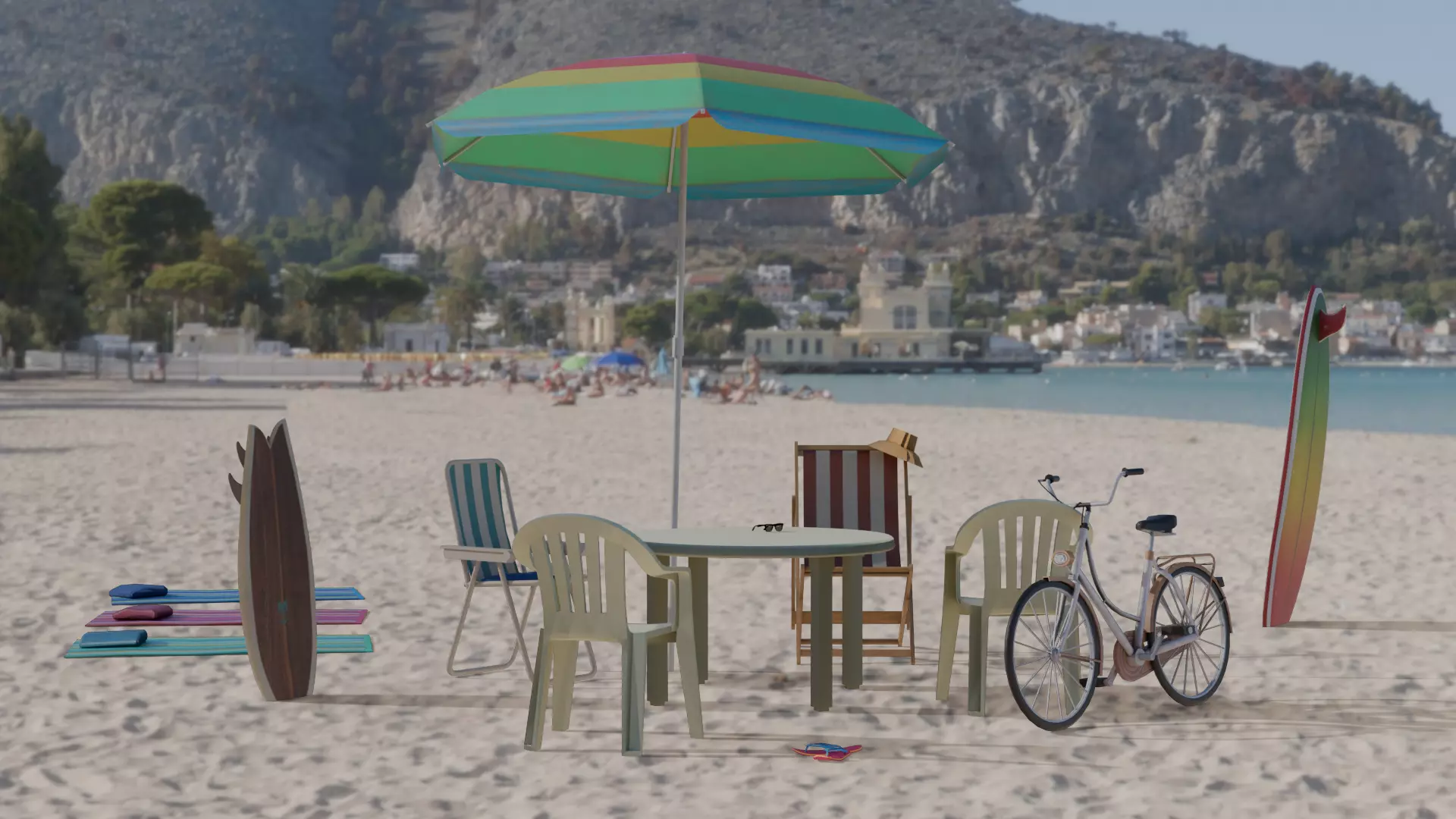 Beach objects - game ready - Low-poly 3D model_0