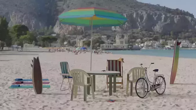 Beach objects - game ready - Low-poly 3D model Beach objects - game ready - Low-poly 3D model