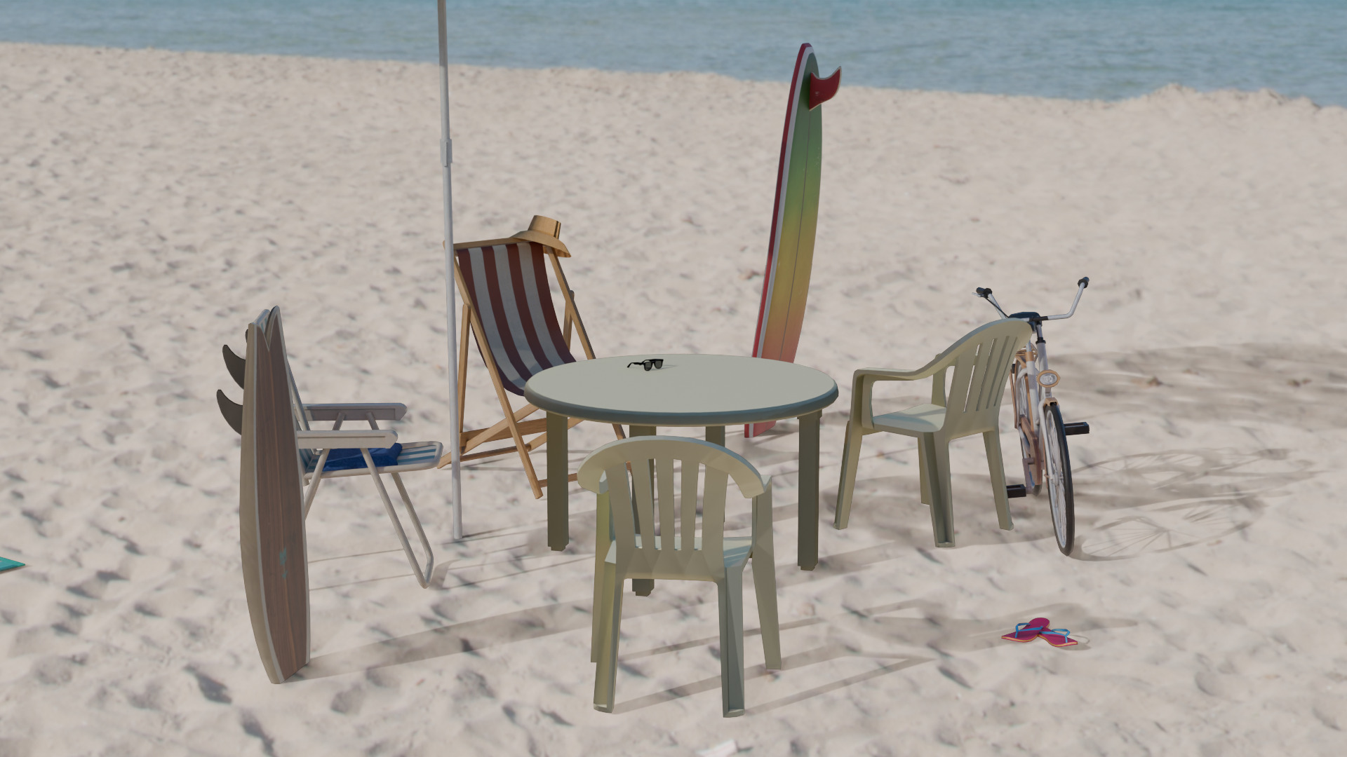 Beach objects - game ready - Low-poly 3D model_1