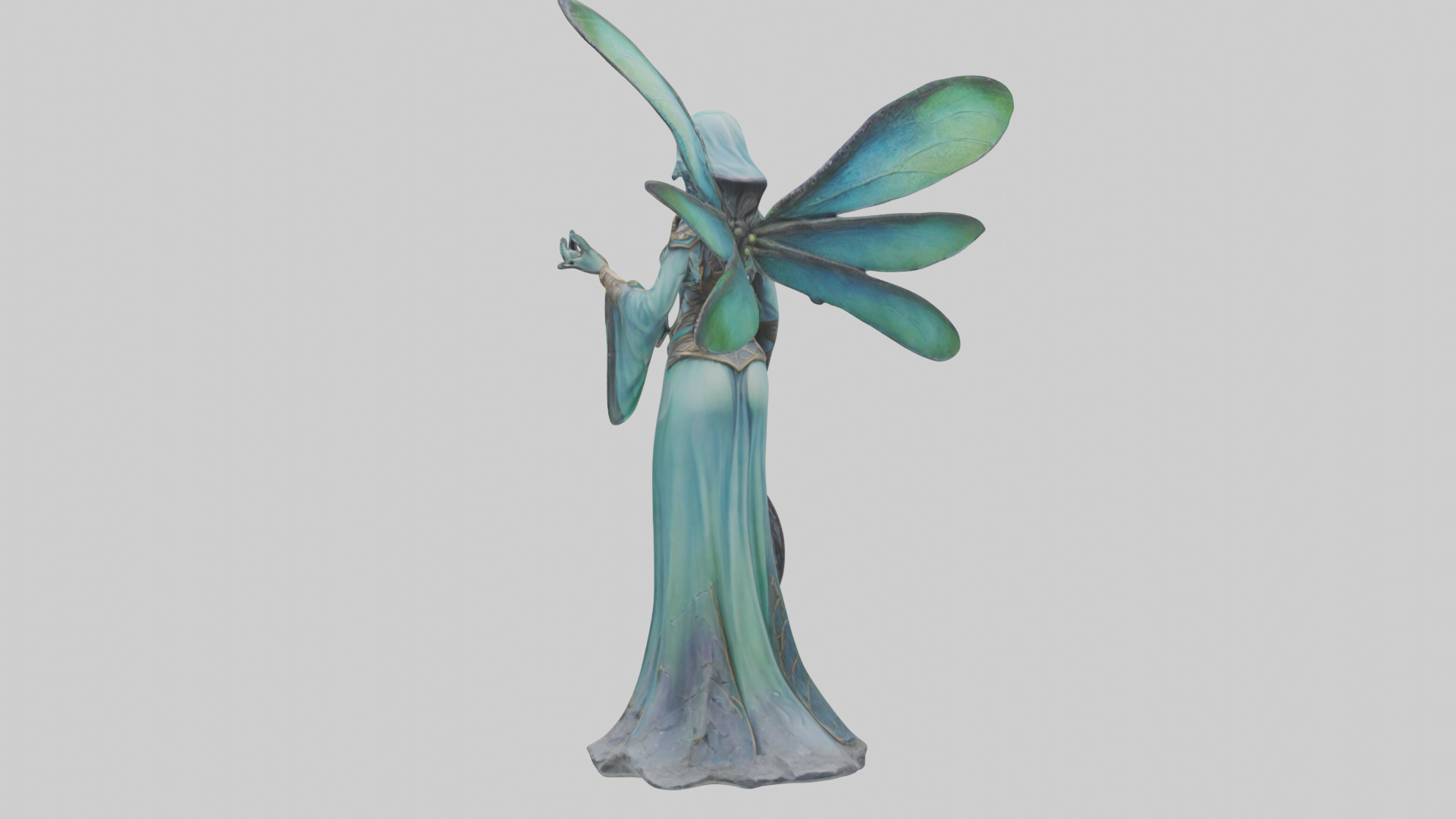 Dragonfly Sorceress statue model Low-poly 3D model_5