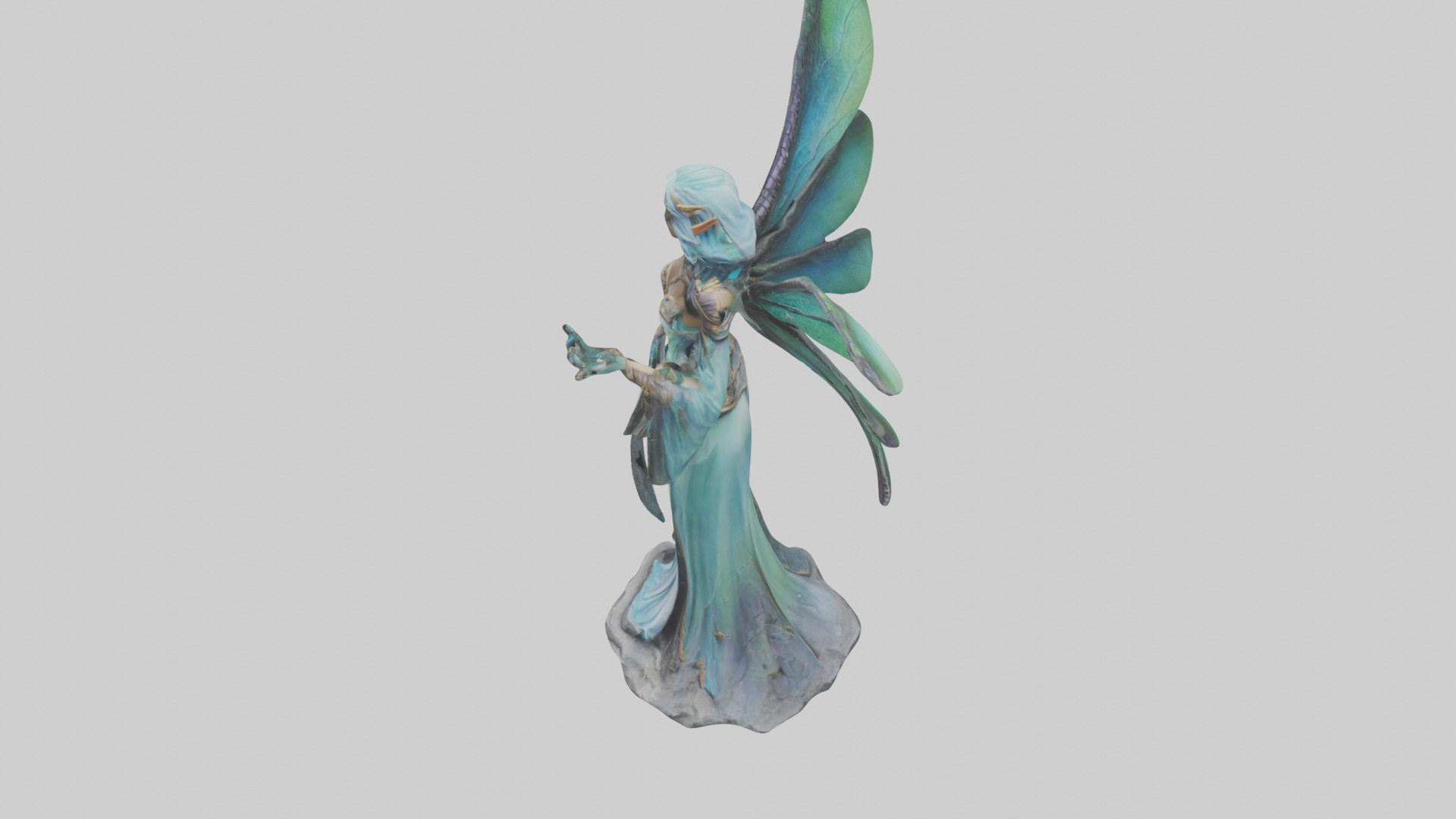 Dragonfly Sorceress statue model Low-poly 3D model_27