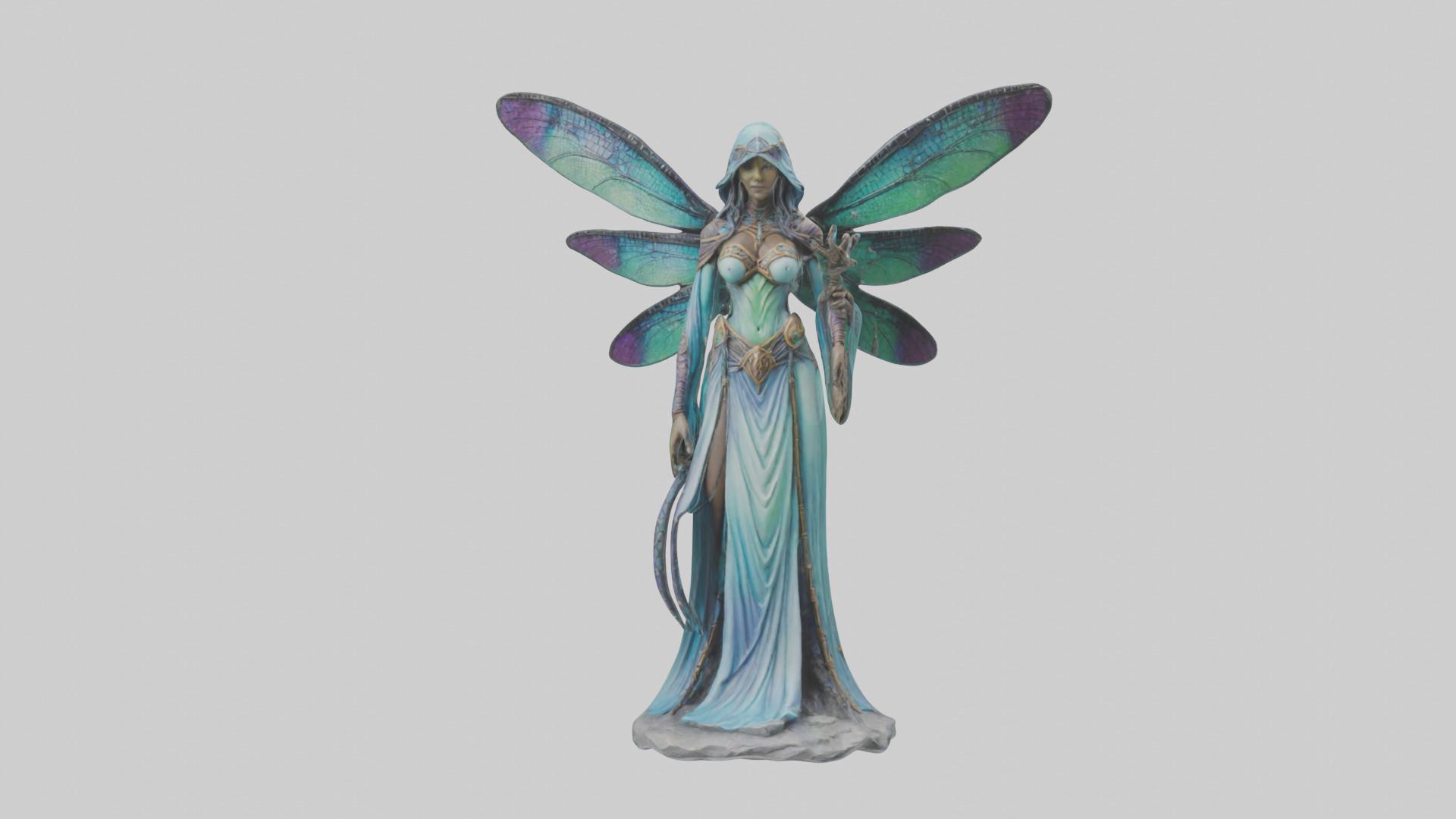 Dragonfly Sorceress statue model Low-poly 3D model_1