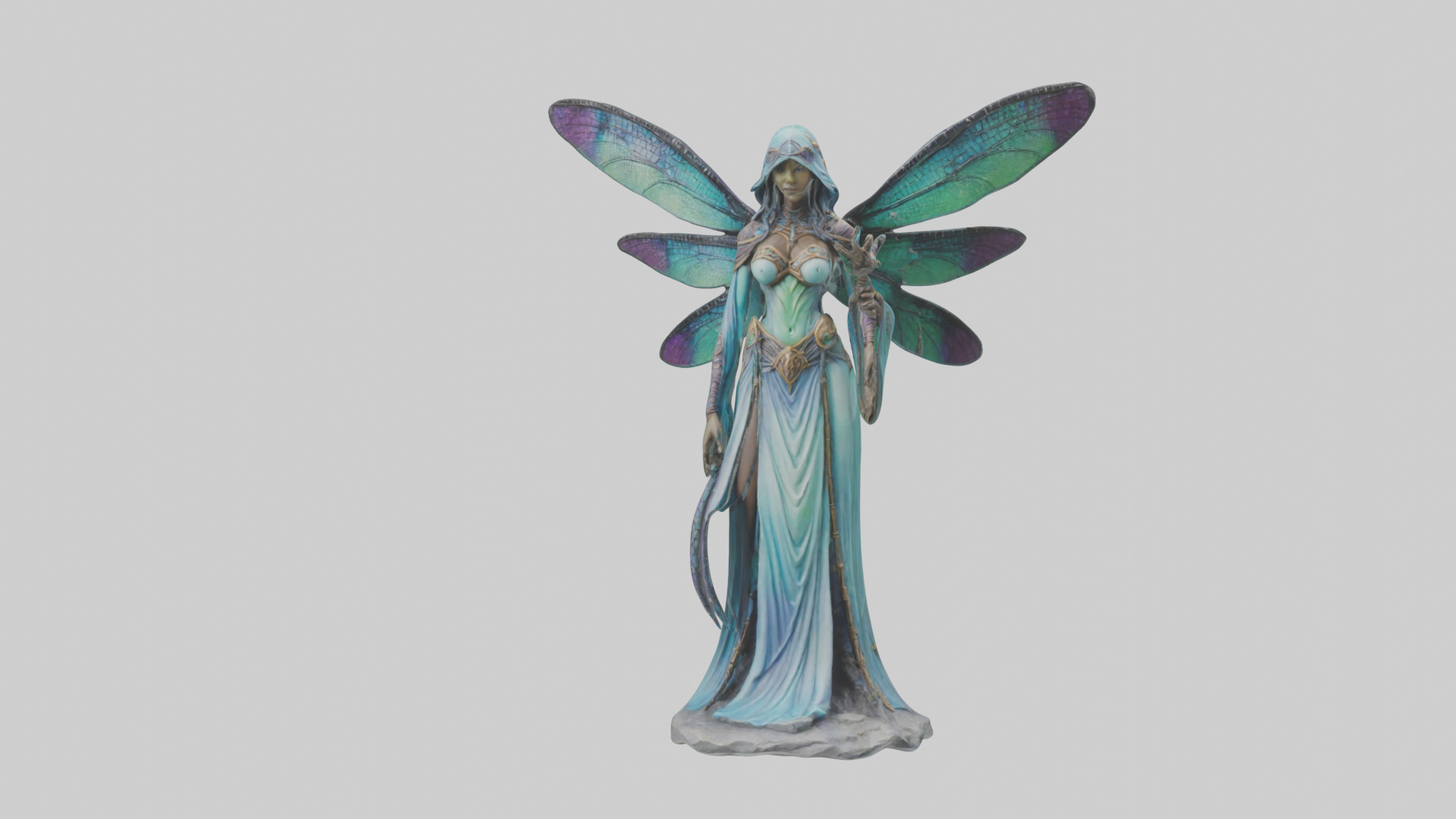 Dragonfly Sorceress statue model Low-poly 3D model_16