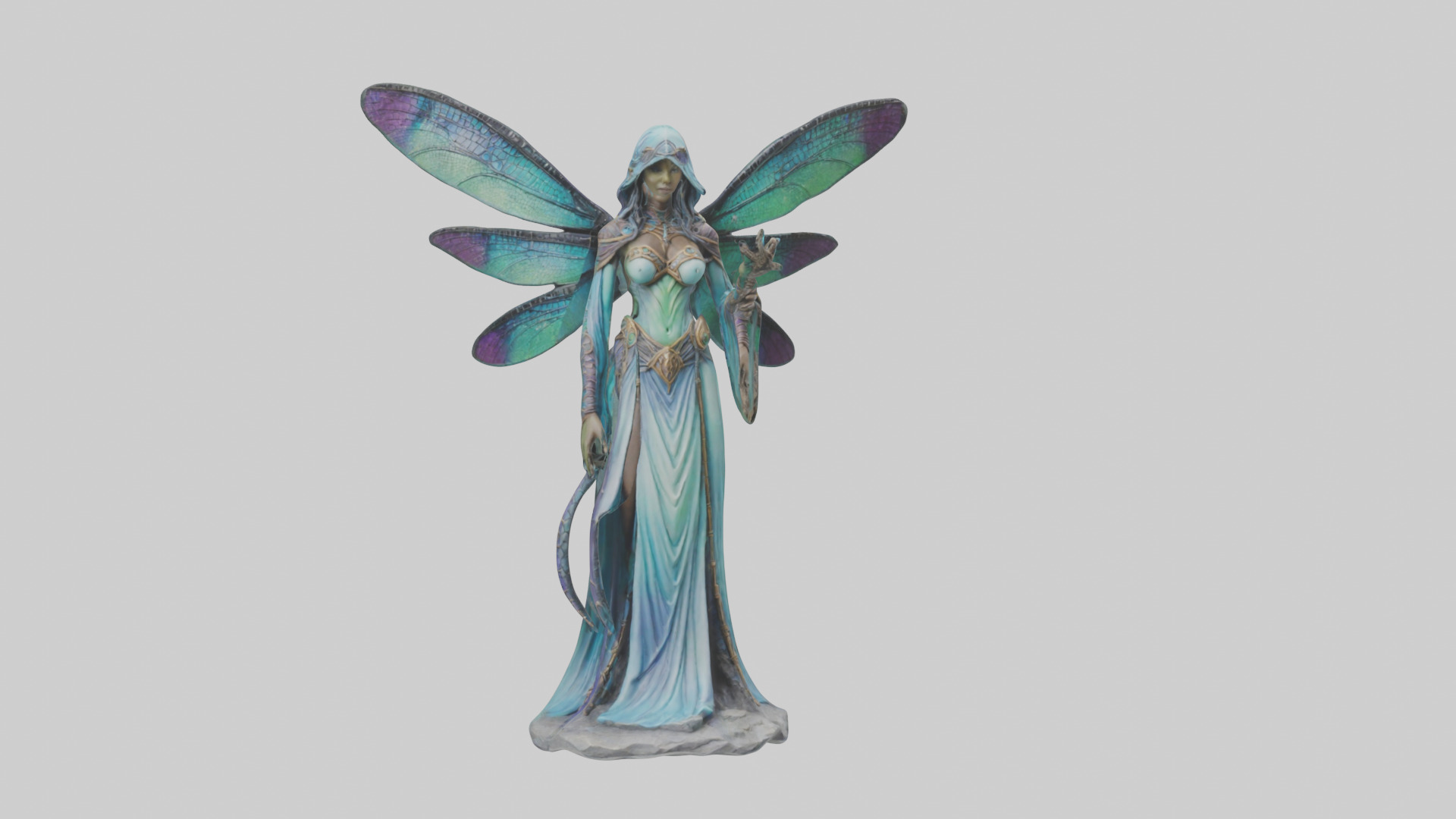 Dragonfly Sorceress statue model Low-poly 3D model_19