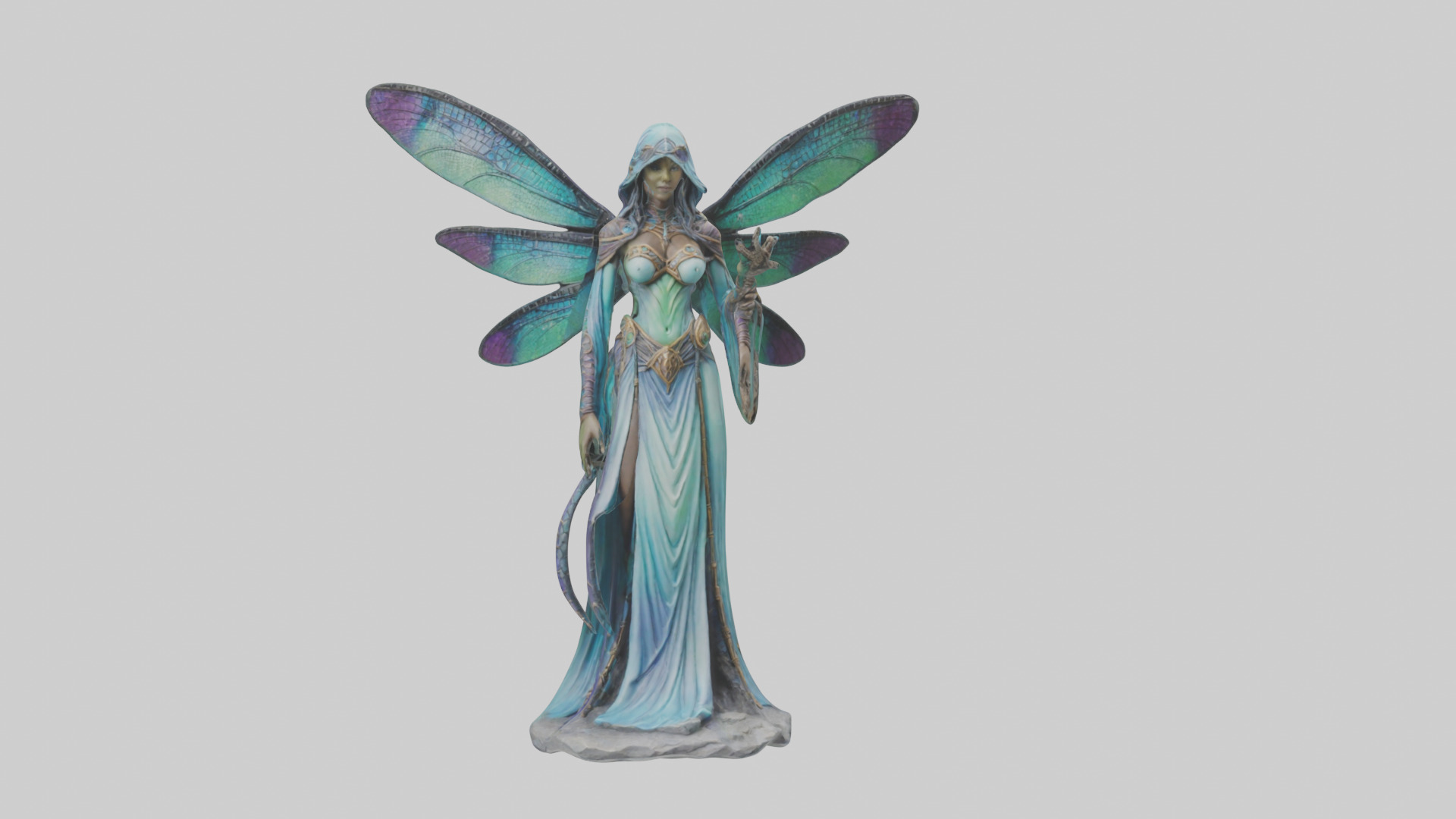 Dragonfly Sorceress statue model Low-poly 3D model_20