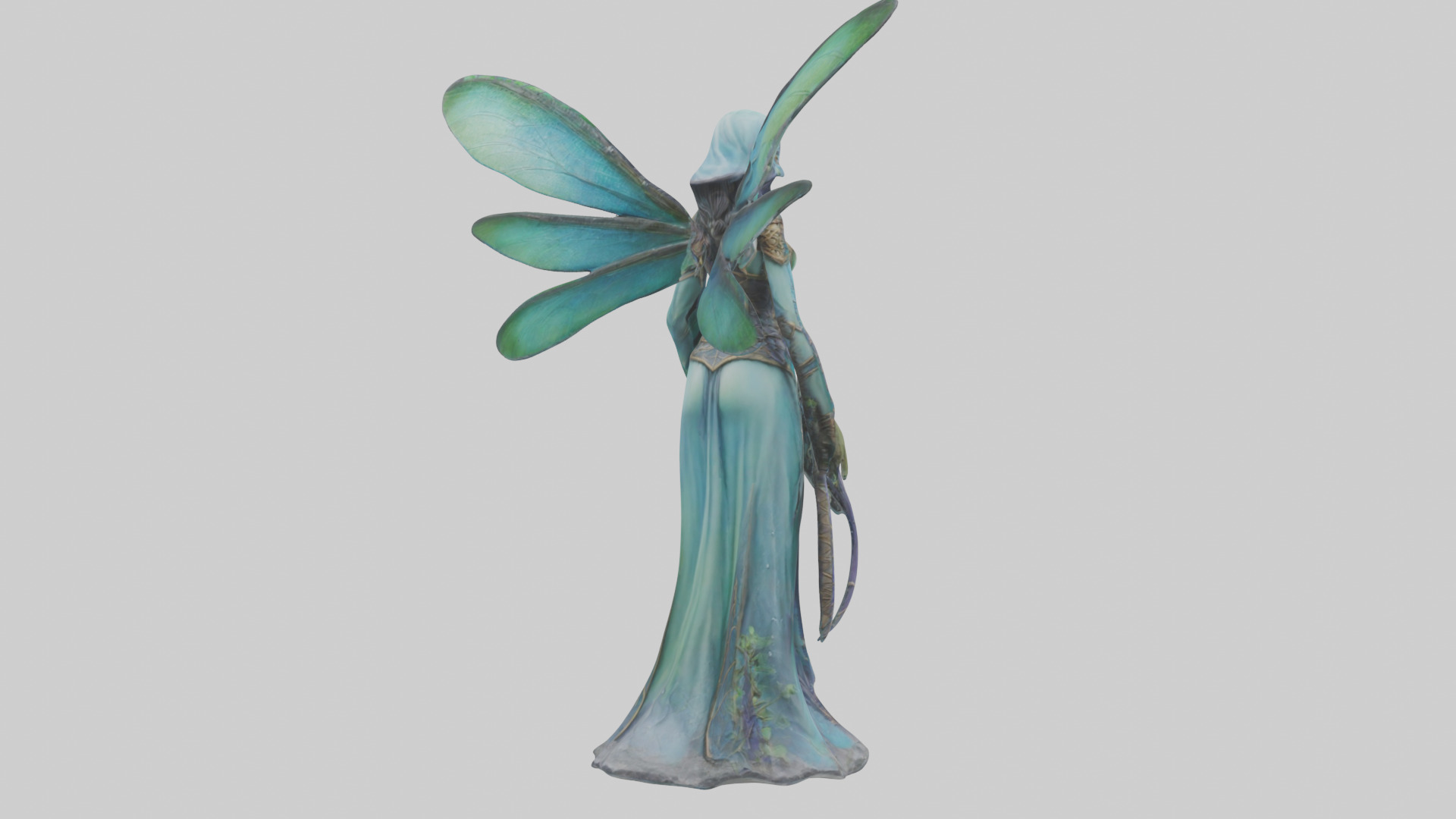 Dragonfly Sorceress statue model Low-poly 3D model_6