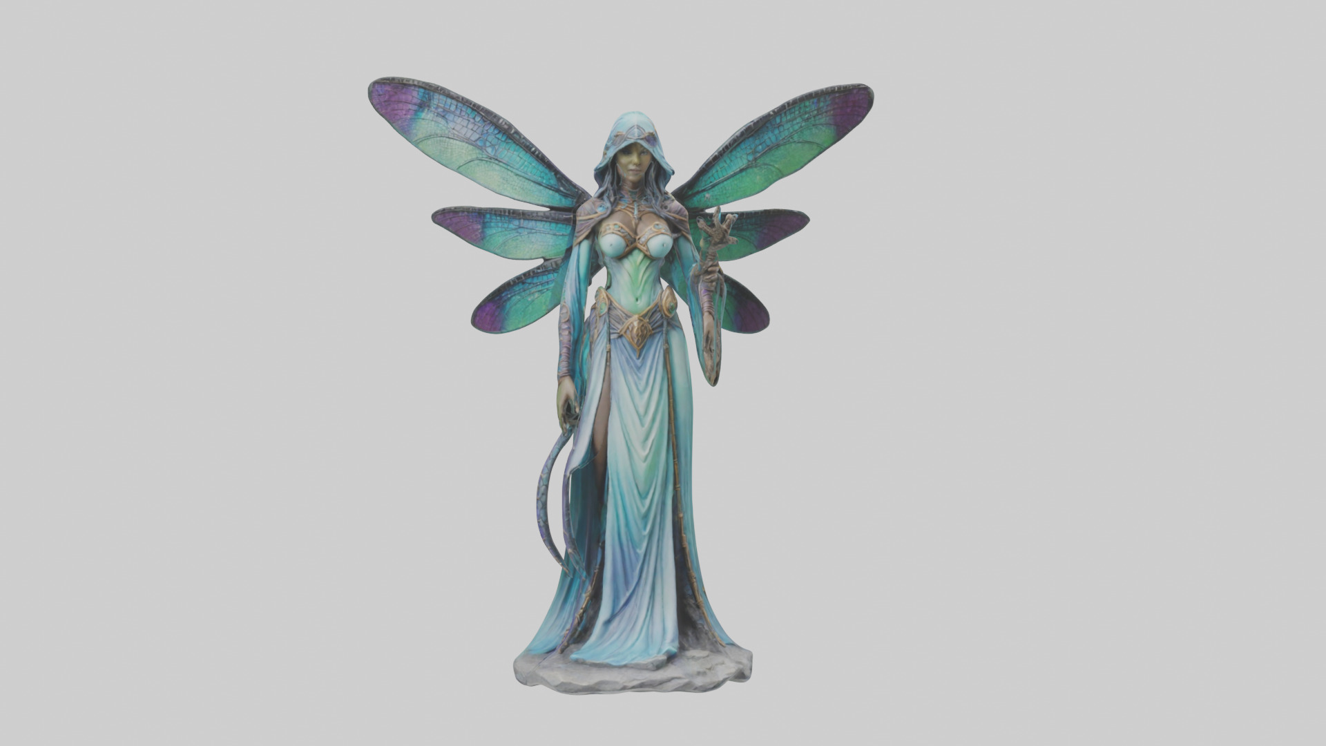 Dragonfly Sorceress statue model Low-poly 3D model_18
