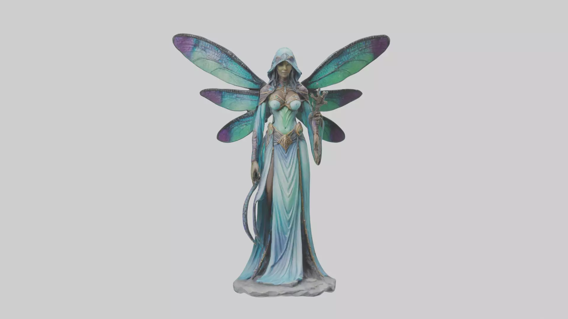 Dragonfly Sorceress statue model Low-poly 3D model_0